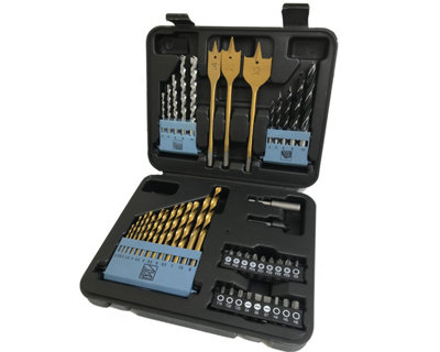 Lumberjack 46 Piece Drill Bit Set HSS Metal Wood Plastic Masonry