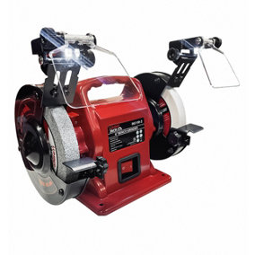 Lumberjack 6" Bench Grinder 150mm Coarse Stone and Whitestone Grinding 250W Motor with LED Lights