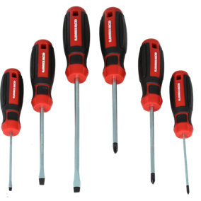 Lumberjack 6 Piece Magnetic Tipped Screwdriver Set with Soft Grip Red