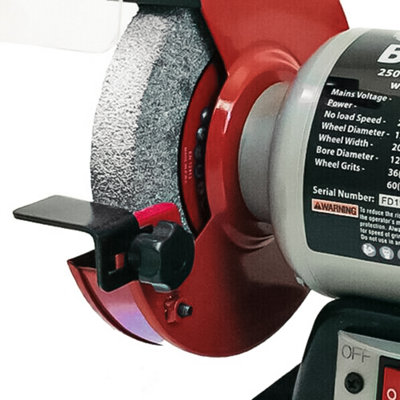 Lumberjack Bench Grinder 250W Motor 150mm Coarse Disc Grinding Sander with LED Work Lights & Eye Safety Shields