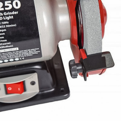Lumberjack Bench Grinder 250W Motor 150mm Coarse Disc Grinding Sander with LED Work Lights & Eye Safety Shields