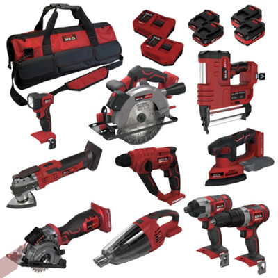 Lumberjack Cordless 20V 10 Piece Power Tool Kit Combi SDS Drill ...