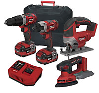 Lumberjack Cordless 20V Combi Drill Impact Driver Drill Detail Sander & Jigsaw with 4A Batteries & Fast Charger