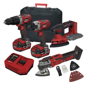 Lumberjack Cordless 20V Combi Drill Impact Driver Drill Detail Sander & Multi Tool with 4A Batteries & Fast Charger
