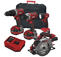 Lumberjack Cordless 20V Combi Drill Impact Driver Drill LED Torch & Circular Saw with 4A Batteries & Fast Charger