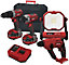 Lumberjack Cordless 20V Combi Drill Impact Driver Work Light & SDS Drill with 4A Batteries & Fast Charger