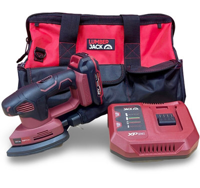 Lumberjack Cordless 20V Detail Sander Kit 1x 2Ah Battery, Fast Charger & Carry Bag