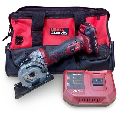 Lumberjack Cordless 20V Mini Plunge Saw Kit 1x 2Ah Battery, Fast Charger & Carry Bag
