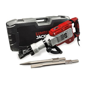 Lumberjack Demolition Hammer Breaker Drill 1700W 75j 230V Includes Chisels & Wheeled Carry Case