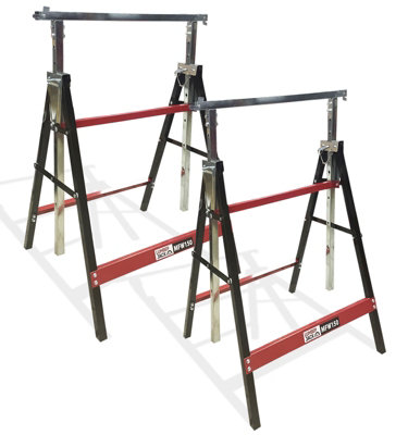 Lumberjack Folding Work Horse Trestles Sawhorse Pair Adjustable Height Stand 150kg