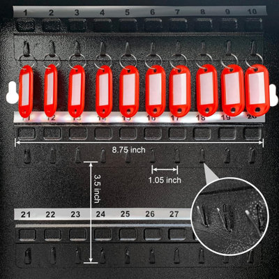 Lumberjack Key Cabinet Secure Storage for 100 Keys with Lock & Adjustable Hooks
