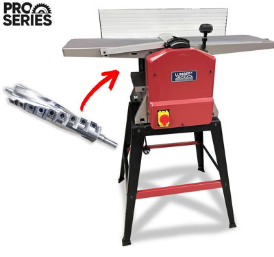 Lumberjack PRO SERIES Helical Planer Thicknesser 254mm 10" 1500W Induction Motor 24 TC Cutters Low Noise & Smooth Finish