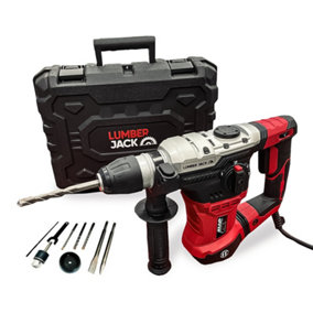 Lumberjack SDS Rotary Hammer Drill 1050W with Drill Bits Chisel and Case Included