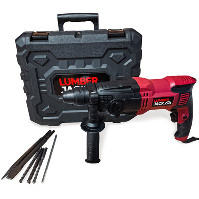 Lumberjack SDS Rotary Hammer Drill 850W with Drill Bits Chisel and Case