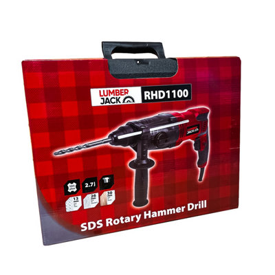 Lumberjack SDS Rotary Hammer Drill 850W with Drill Bits Chisel and Case Included