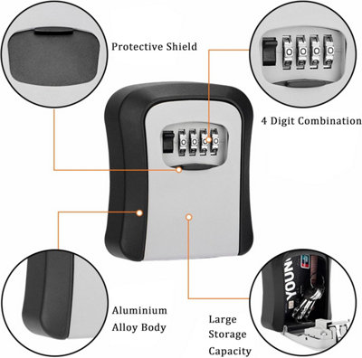Lumberjack Wall Mounted Key Safe Box with 4 Digit Combination Lock, Weatherproof and Durable for Keys Storage & Secure Access