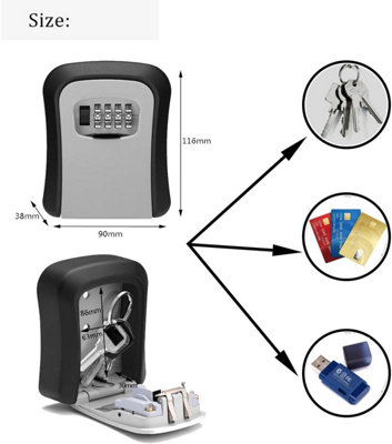 Lumberjack Wall Mounted Key Safe Box with 4 Digit Combination Lock, Weatherproof and Durable for Keys Storage & Secure Access