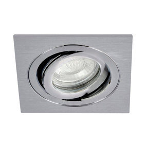 Lumiere Chrome Effect Recessed Tiltable Square LED Downlight, IP65 Fire Rated
