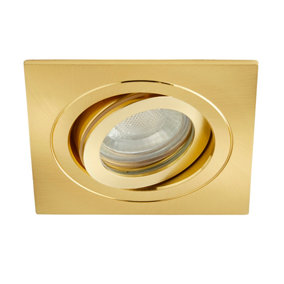 Lumiere Gold Effect Recessed Tiltable Square LED Downlight, IP65 Fire Rated