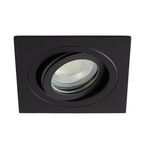 Lumiere Matt Black Recessed Tiltable Square LED Downlight, IP65 Fire Rated