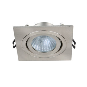 Lumiere Nickel Effect Recessed Tiltable Square LED Downlight, IP65 Fire Rated