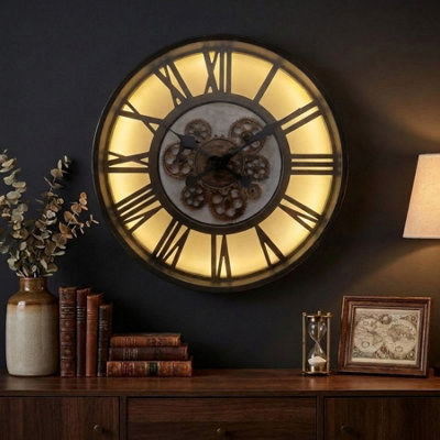 Lumiere Roman Skeleton LED Wall Clock