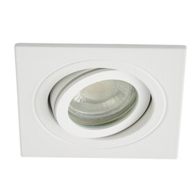 Lumiere White Effect Recessed Tiltable Square LED Downlight, IP65 Fire Rated