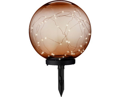 Lumineo Amber Solar Stake Globe Light 30cm