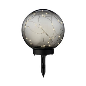 Lumineo Grey Solar Stake Globe Light 20cm