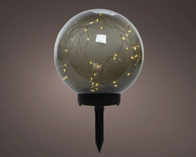Lumineo Grey Solar Stake Globe Light 20cm