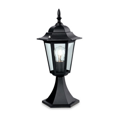 Luminosa 1 Light 6 Panel Lantern - Pillar Black IP43, E27