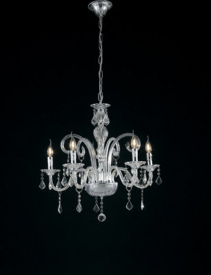 Luminosa 5 Light Chandeliers Chrome, Crystal 66x65cm