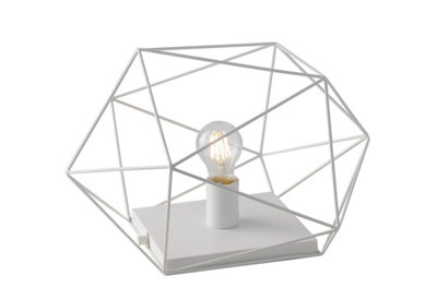 Luminosa Abraxas Globe Cage Table Lamp, White, E27