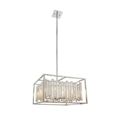 Luminosa Acadia 6 Light Ceiling Pendant Chrome Plate & Clear Crystal Glass, E14