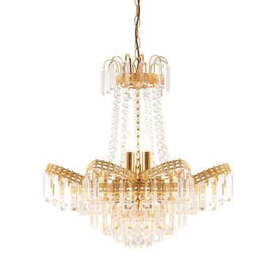 Luminosa Adagio 9 Light Chandelier Glass Beads & Gold Finish, E14