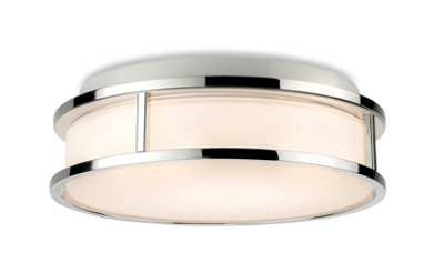 Luminosa Adelaide Bathroom Cylindrical LED Flush Ceiling Fitting Chrome with Opal White Glass IP44
