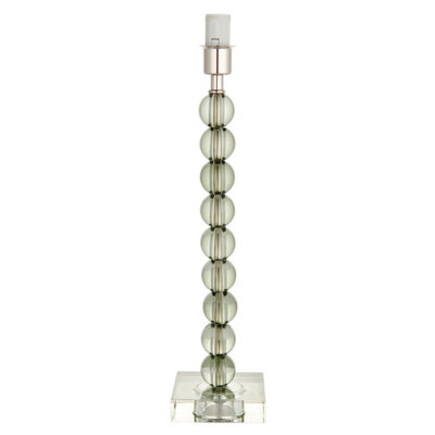 Luminosa Adelie Base Only Table Lamp, Grey Green Tinted Crystal Glass, Bright Nickel Plate