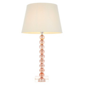 Luminosa Adelie & Cici Base & Shade Table Lamp Blush Crystal Glass & Ivory Fabric