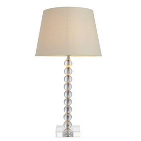Luminosa Adelie & Cici Base & Shade Table Lamp Clear Crystal Glass, Bright Nickel Plate & Ivory Fabric