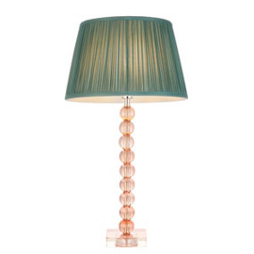 Luminosa Adelie & Freya Base & Shade Table Lamp Blush Crystal Glass & Fir Silk