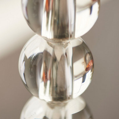 Luminosa Adelie & Freya Base & Shade Table Lamp Clear Crystal Glass, Bright Nickel Plate & Charcoal Silk