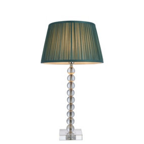 Luminosa Adelie & Freya Base & Shade Table Lamp Clear Crystal Glass, Bright Nickel Plate & Fir Silk