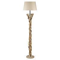 Luminosa Agar Floor Lamp With Tapered Shade, Natural Wood