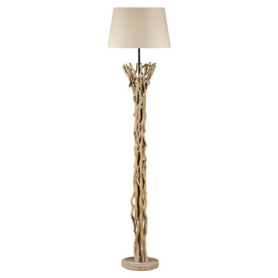 Luminosa Agar Floor Lamp With Tapered Shade, Natural Wood