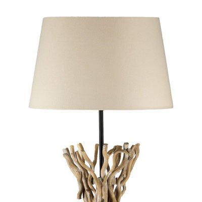 Luminosa Agar Floor Lamp With Tapered Shade, Natural Wood