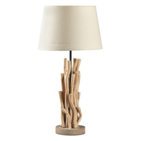 Luminosa Agar Table Lamp With Round Tapered Shade, Natural Wood