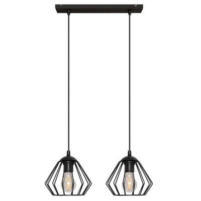 Luminosa Agat Straight Bar Pendant Ceiling Light Black 40cm