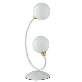Luminosa Aida Twin Globe Table Lamp, White, Gold, G9
