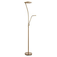 Luminosa Alassio LED 1 Light Floor Lamp Antique Brass, And Frosted Plastic
