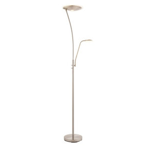 Luminosa Alassio LED 1 Light Floor Lamp Satin Chrome, And Frosted Plastic